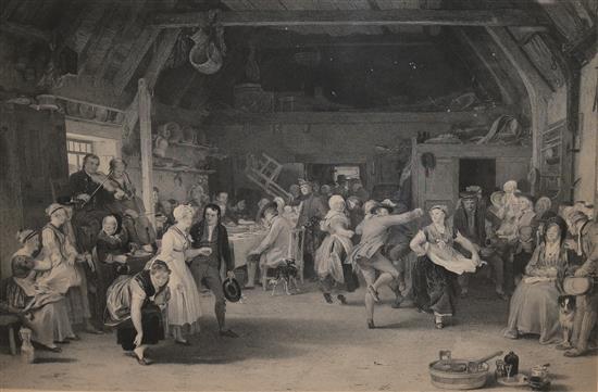 After Sir David Wilkie, four early 19th century engravings, The Penny Wedding, The Blind Fiddler, etc.,